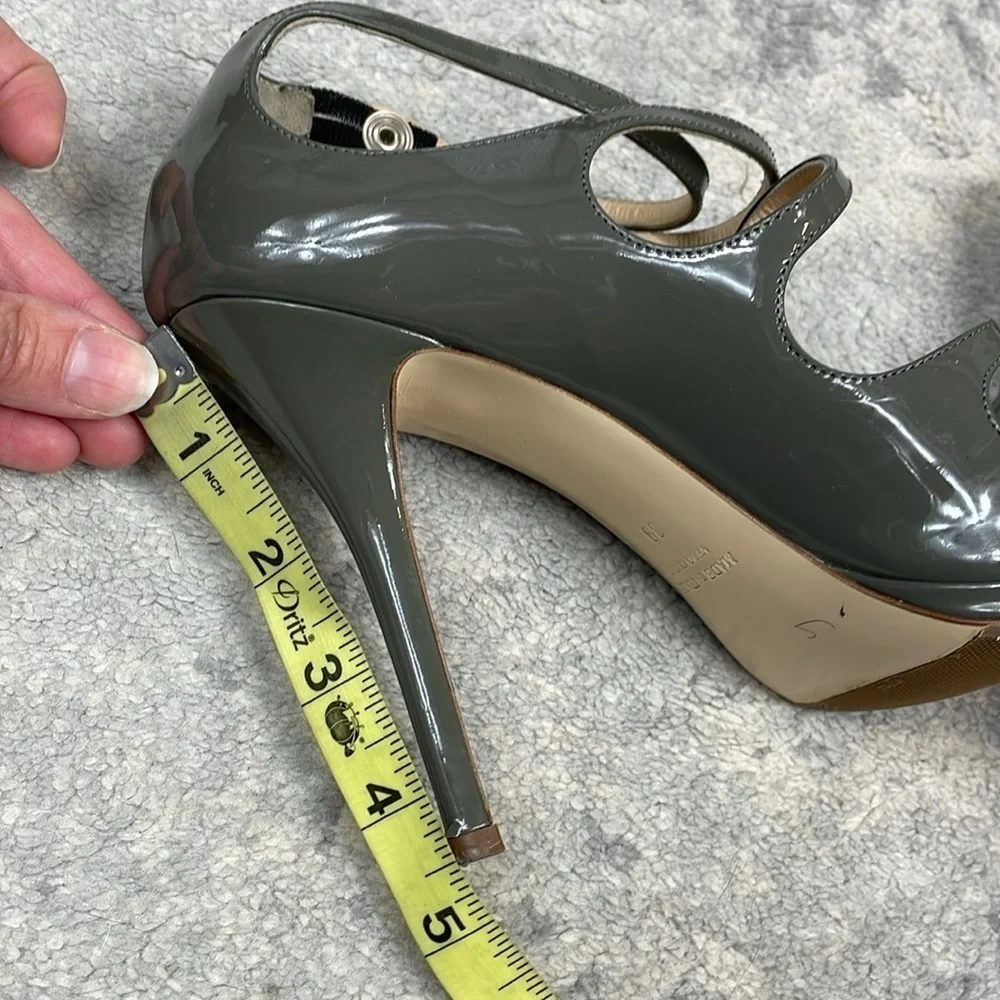 Loriblu Patent Leather Strappy Cage Heels Gray Stiletto Tall Italy Sz 39